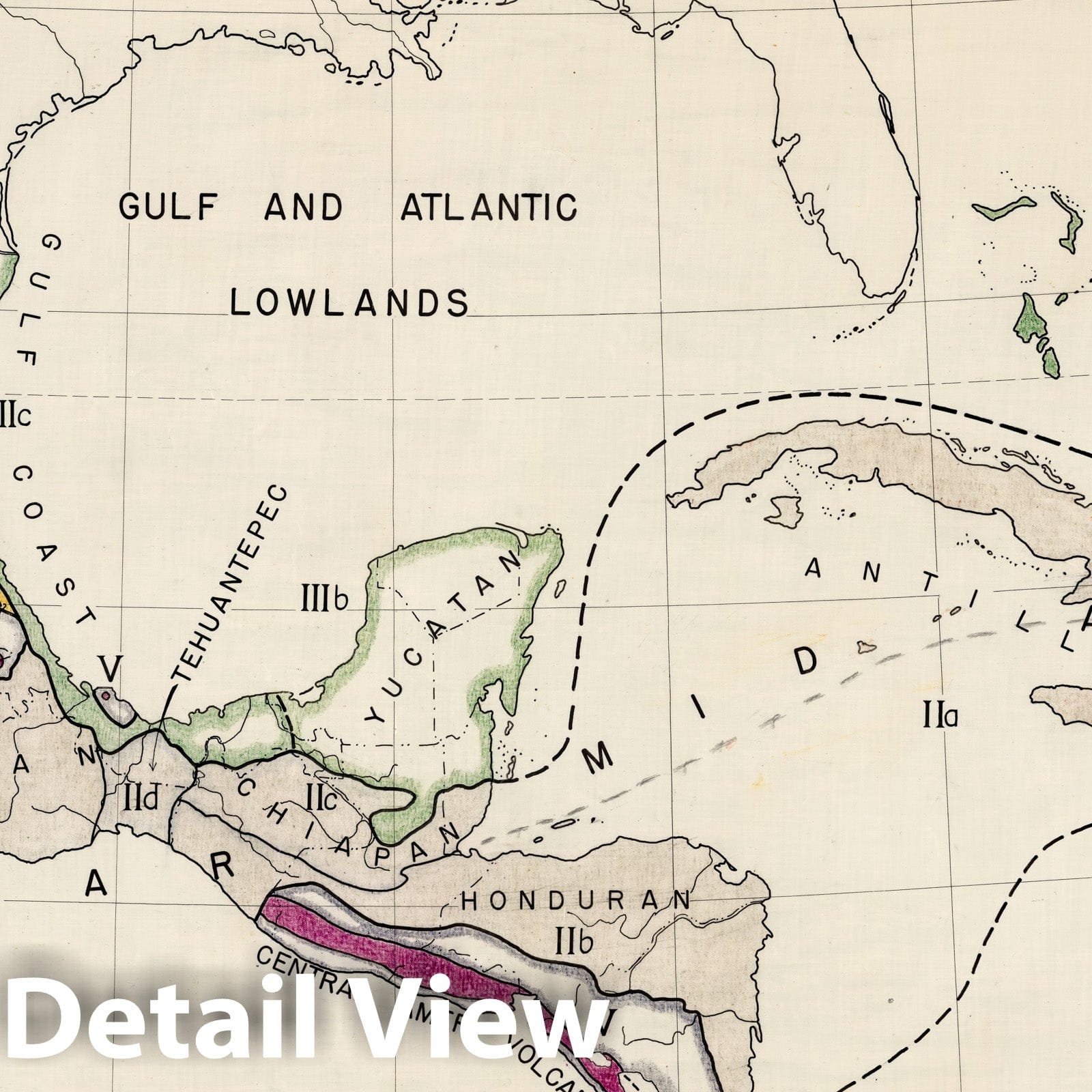 Mexico and Central America - Geologic Map, 1948 - Historical Map Print