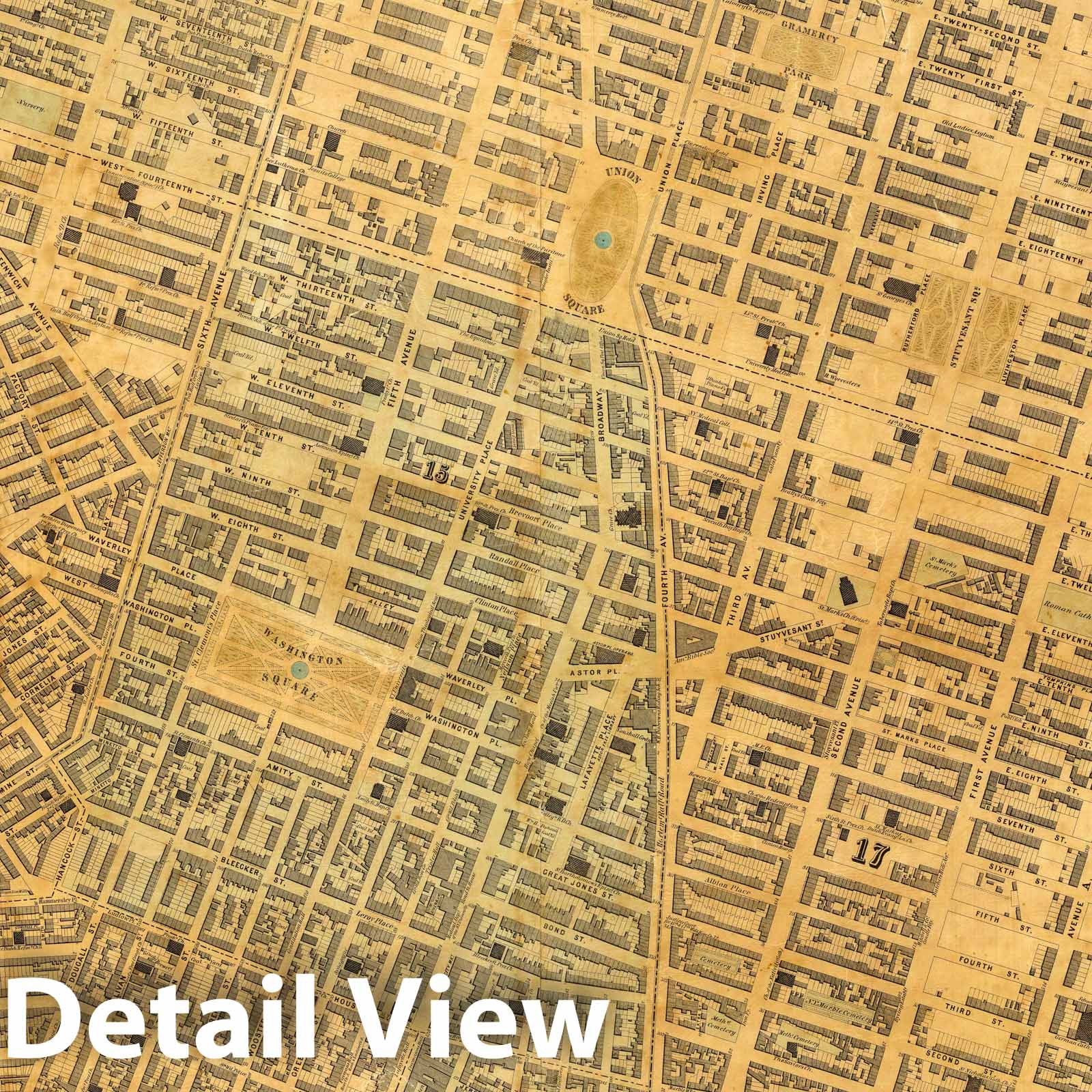 New York City, Northern Section to 50th Street, 1852 - Historical Map Print