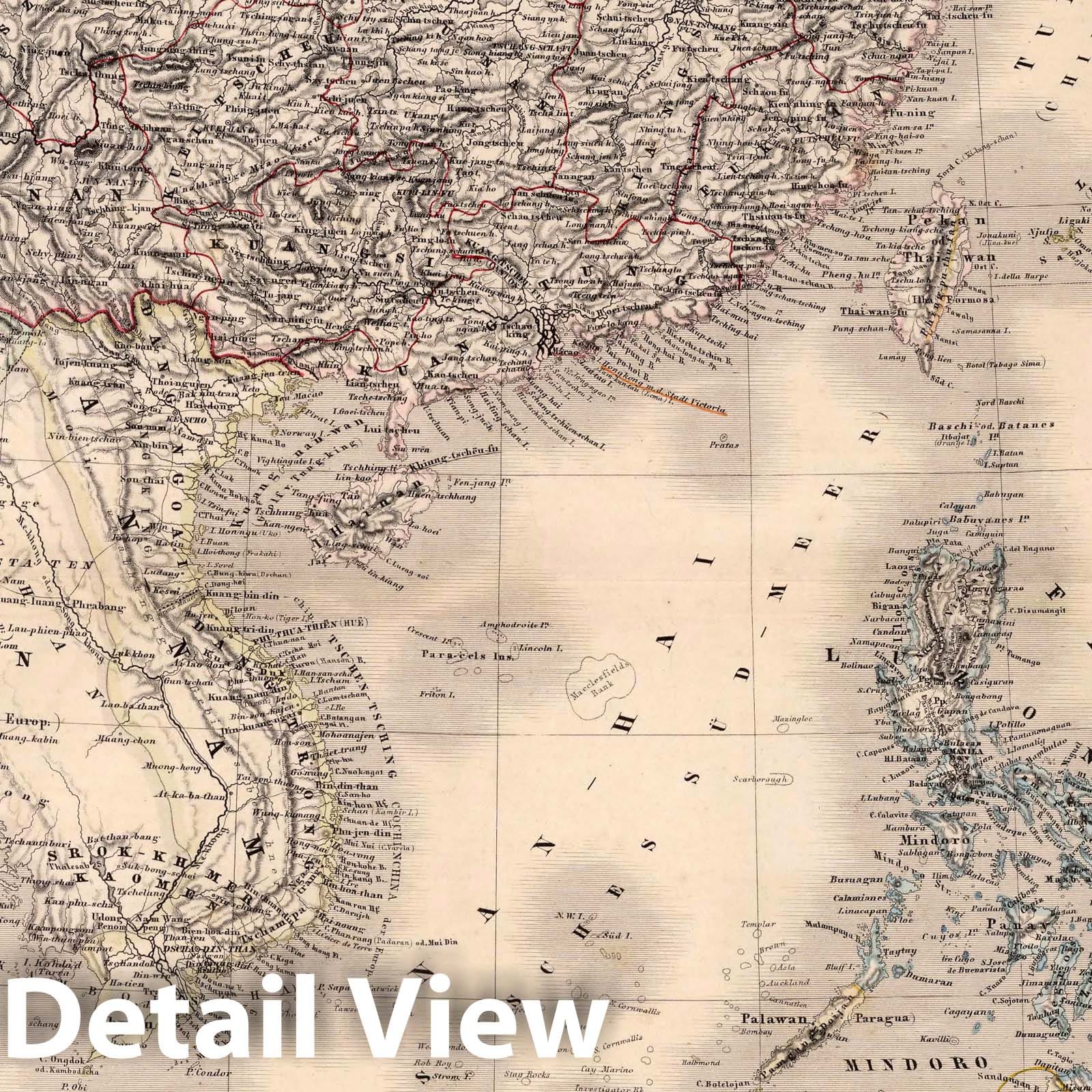 China, Japan, and Southeast Asia - Road Map, 1866 - Historical Map Print