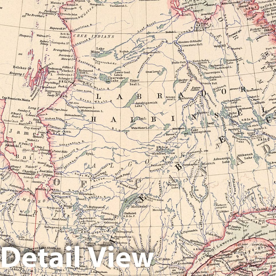 East Canada, 1925 - Historical Map Print from Stieler's Atlas