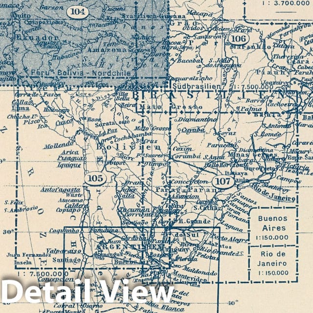 Venezuela, Colombia, Ecuador 1925 - Historical Map Print