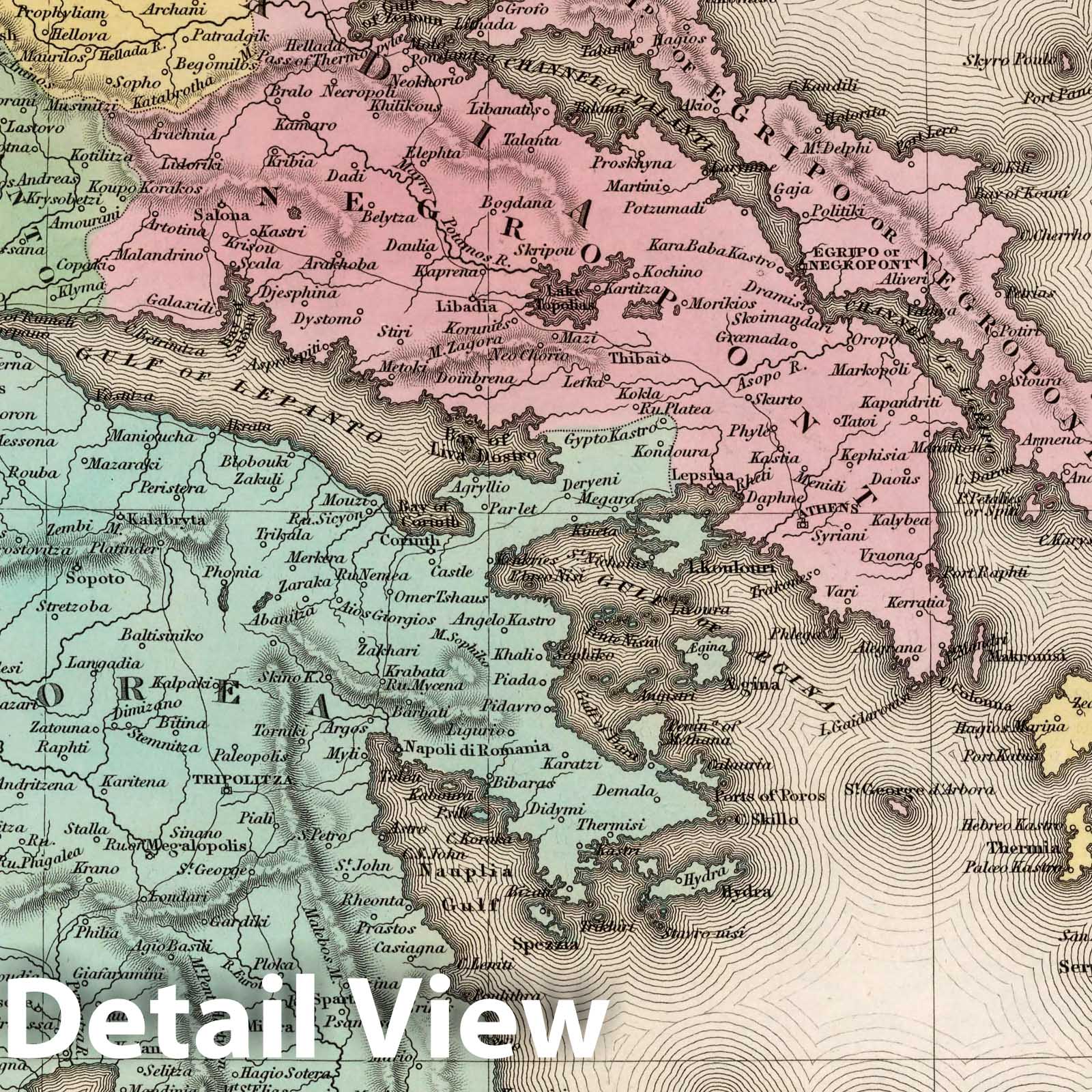 Greece with inset Candia, 1842 - Historical Map Print