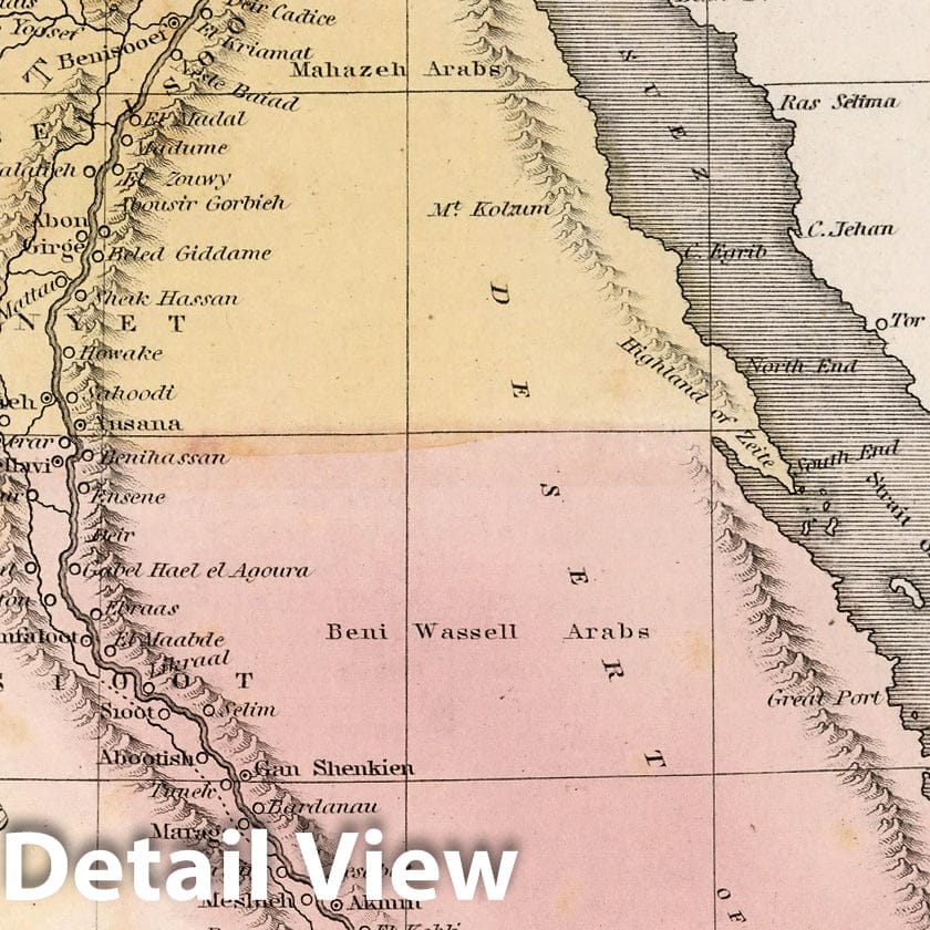 Egypt - River Map, 1838 - Historical Map Print