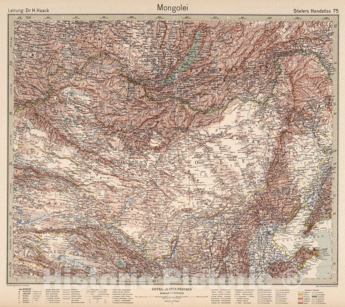 Historic Map : Mongolia, 75. Mongolei. Mongolia, 1925 Atlas , Vintage Wall Art