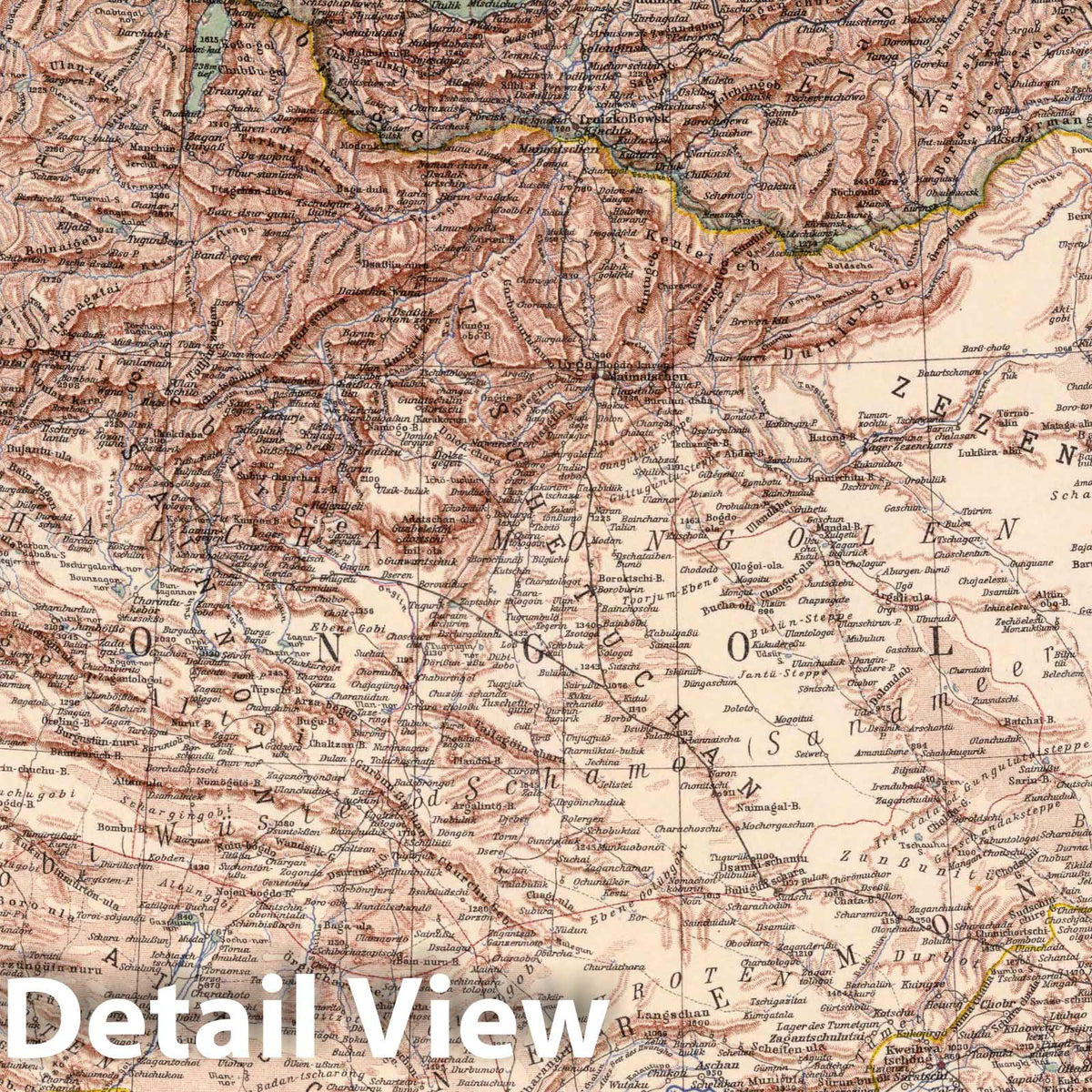 Mongolia, 1925 - Historical Map Print from Stieler's Atlas