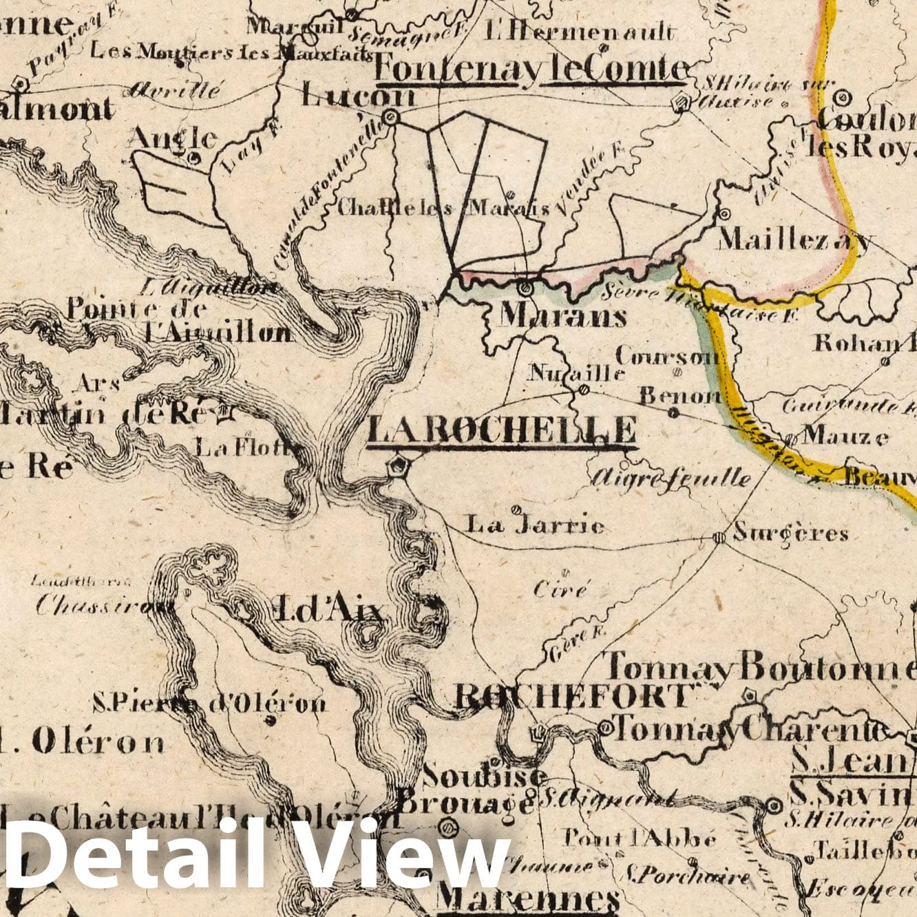 Deux-Sevres - Road Map, 1825 - Historical Map Print