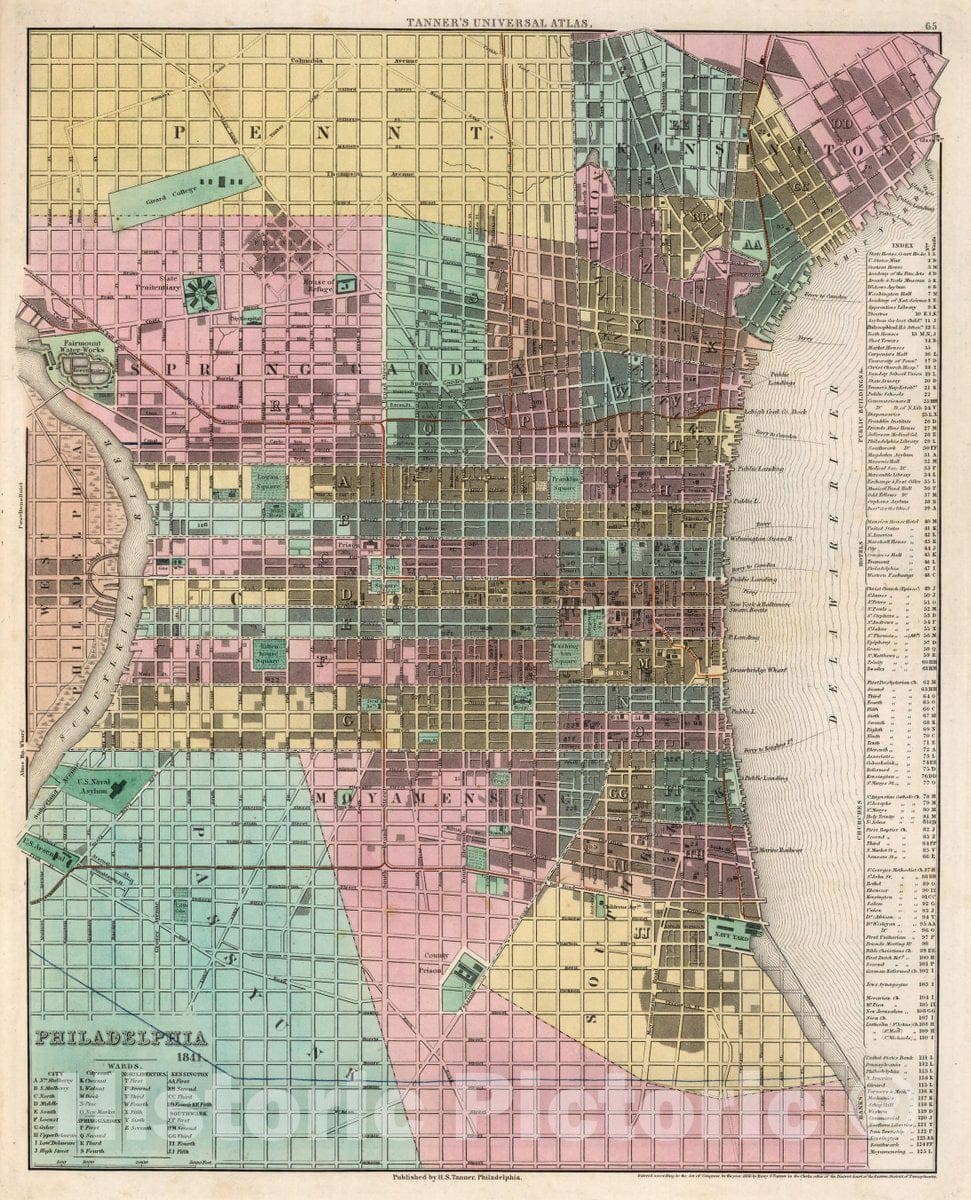 Philadelphia, Penn 1836 Historical Map Print - Tanner's Atlas