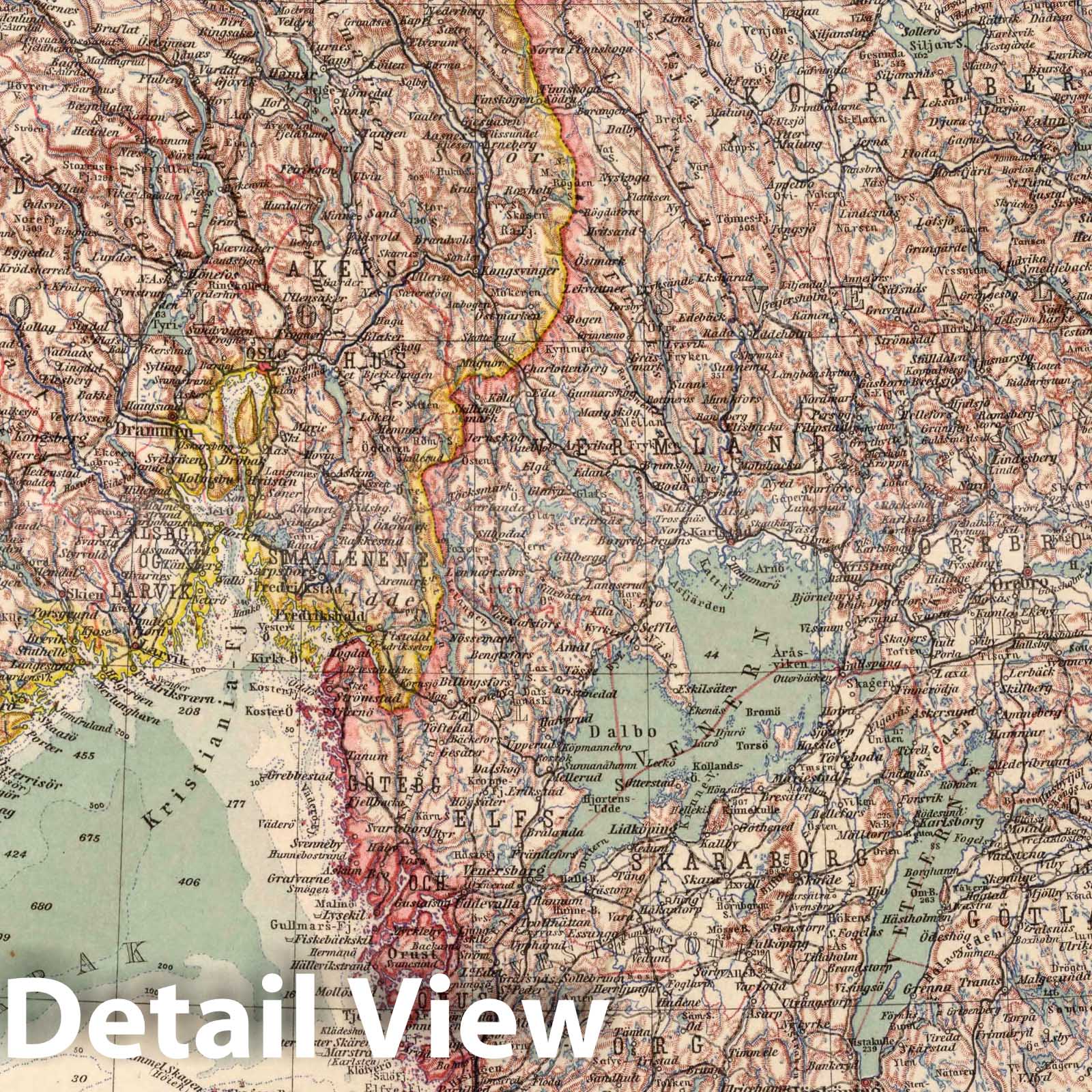 South Scandinavia, 1925 - Historical Map Print from Stieler's Atlas