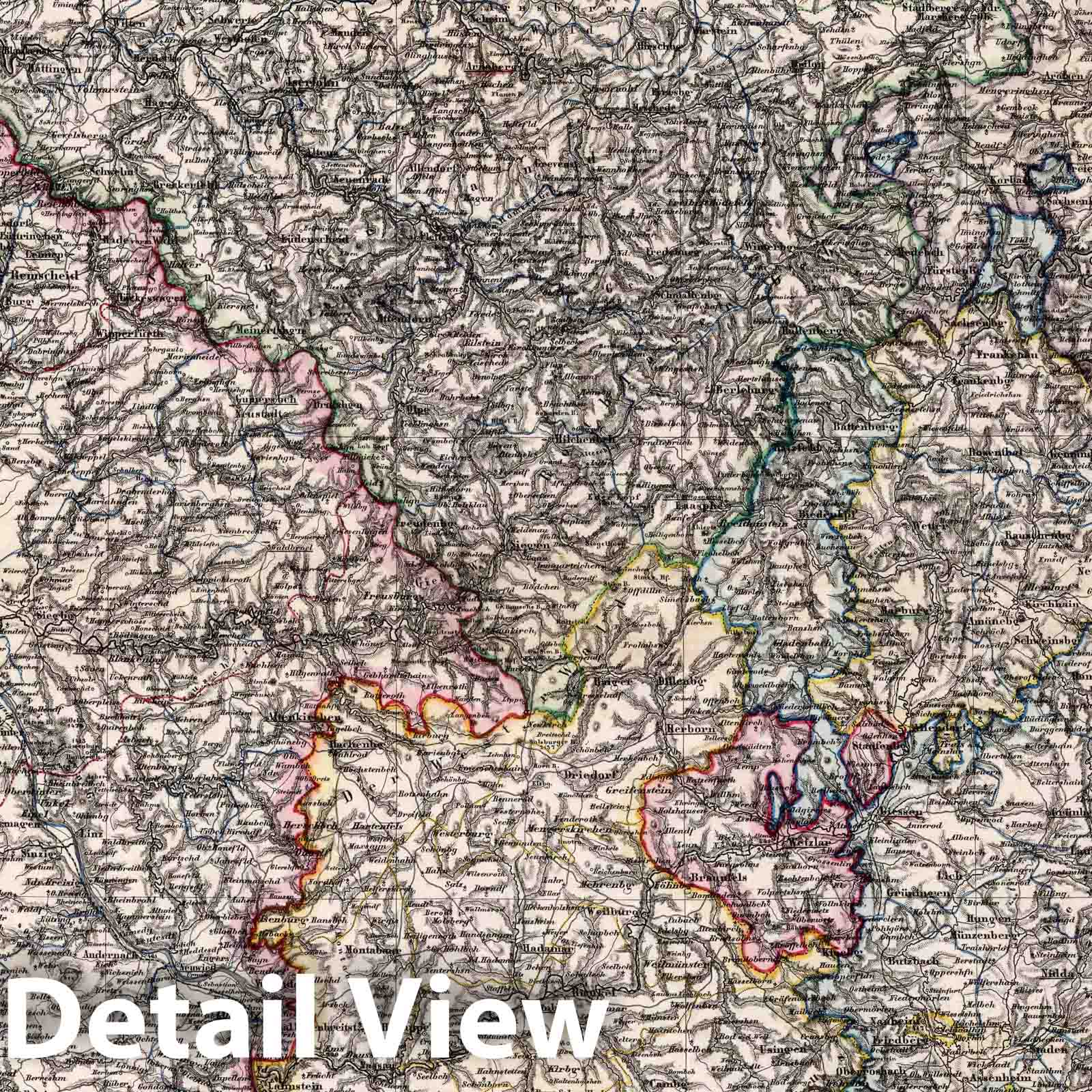 Prussian Provinces: Westphalia and Rhineland, Hesse and Nassau - Railroad Map, 1866