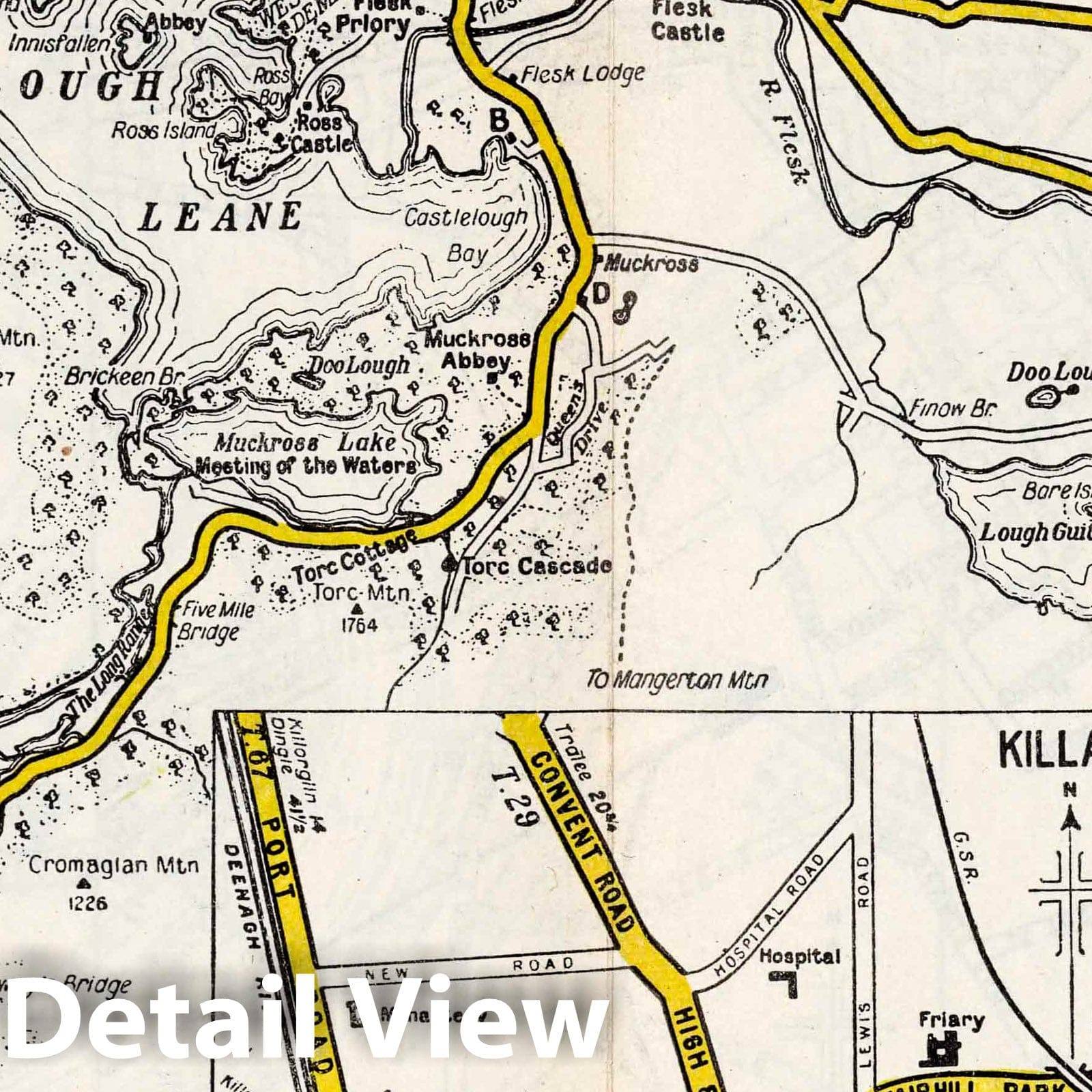 World War II: Killarney, Ireland - Railroad Map, 1940