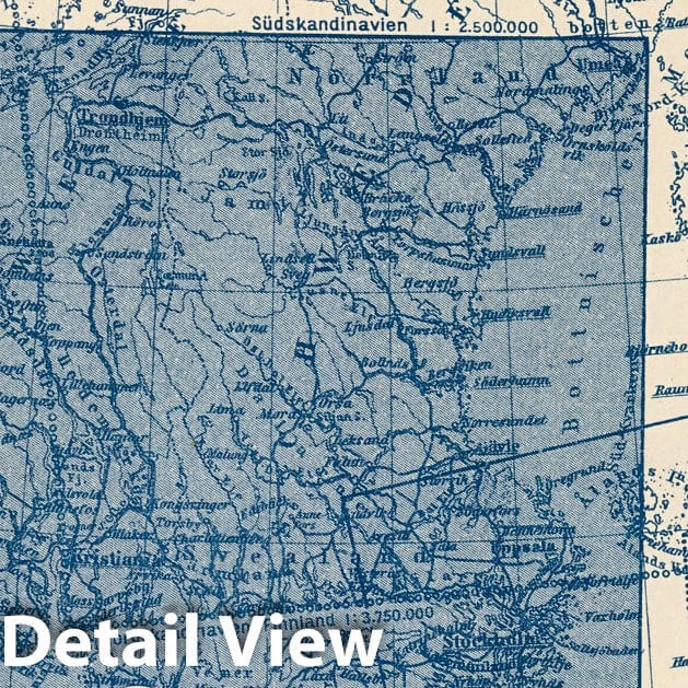 South Scandinavia, 1925 - Historical Map Print