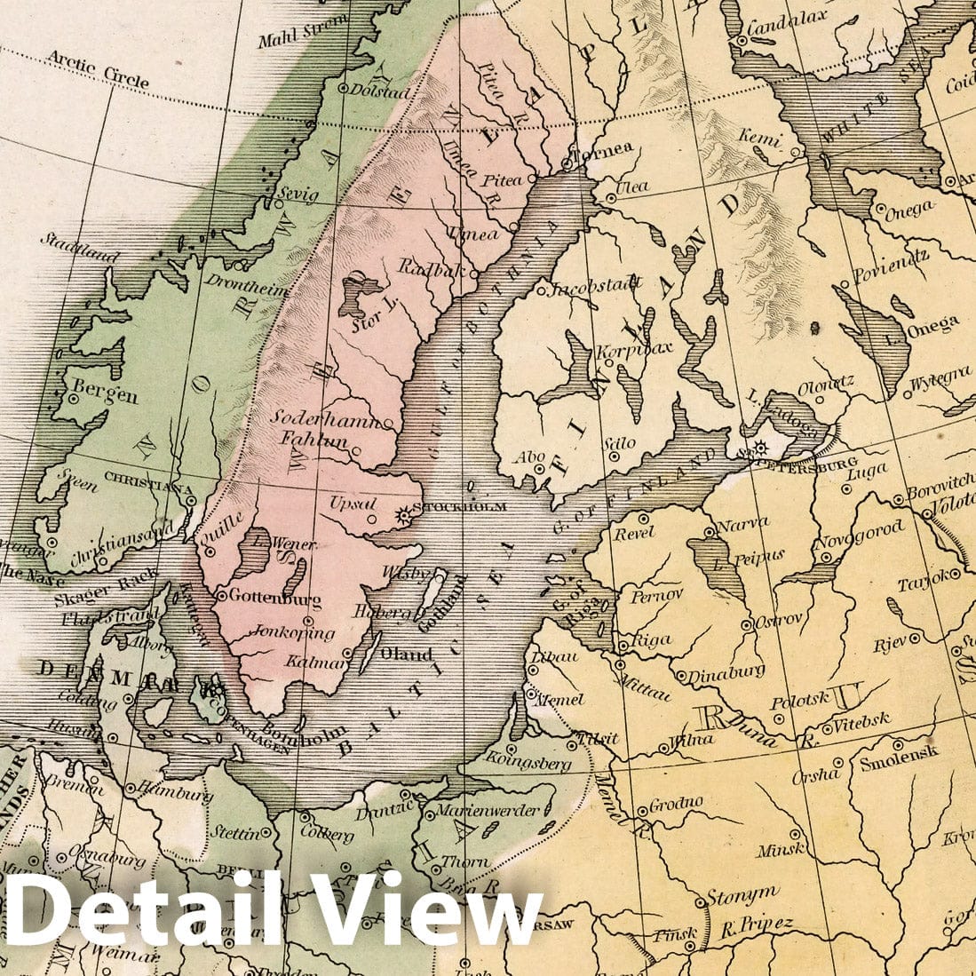 Northern Europe - River Map, 1838 - Historical Map Reproduction