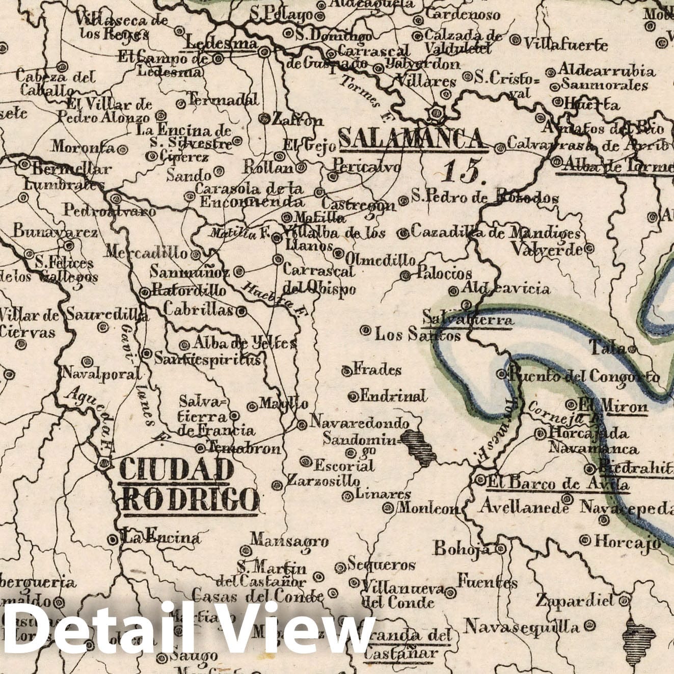 Zamora and Salamanca, Spain - Boundary Map, 1825 - Historical Map Print