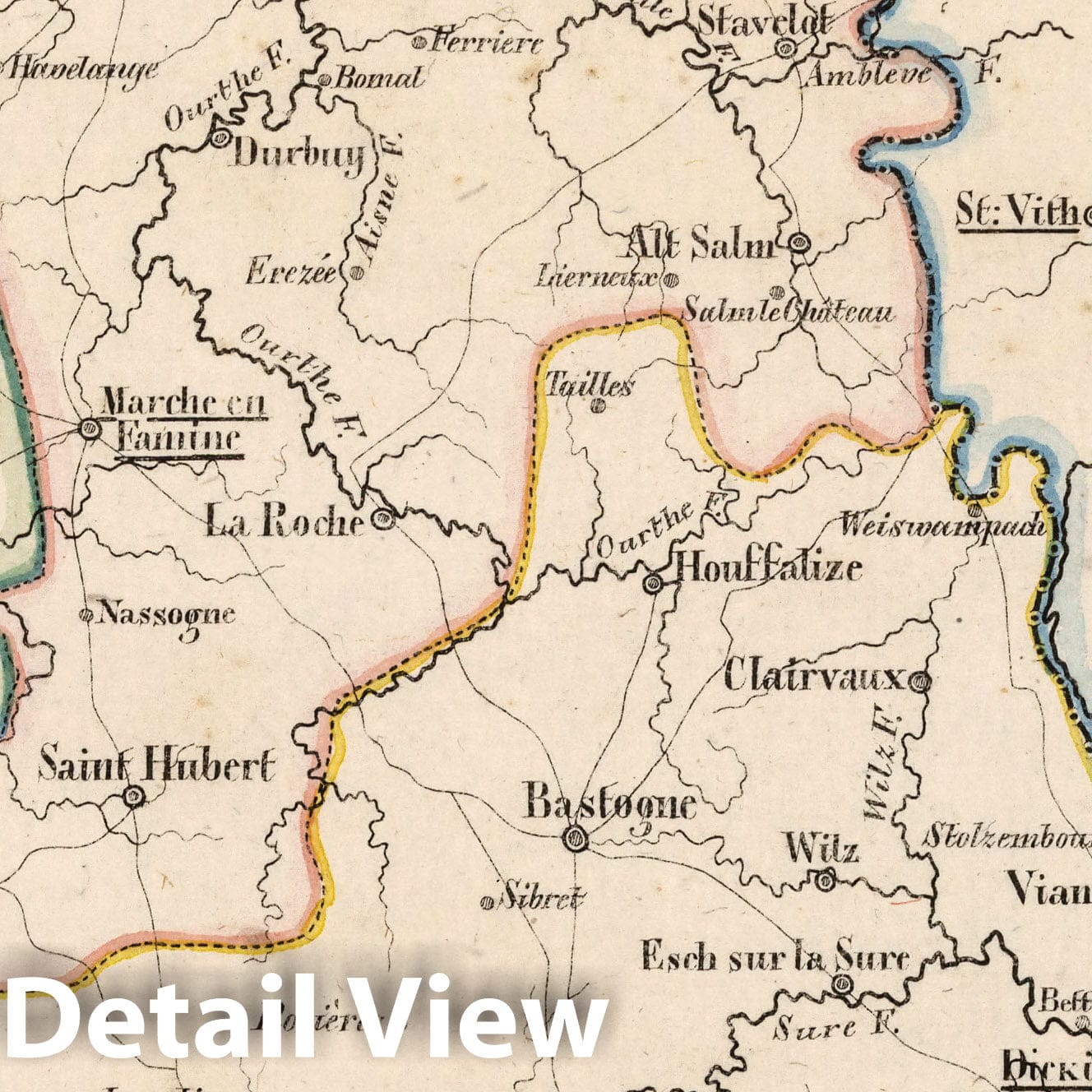 Netherlands: Liege and Luxembourg - Boundary Map, 1825 - Historical Map Print