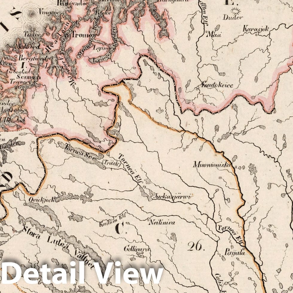 Northern Sweden: Norrbotten and Northern Norway - Boundary Map, 1825