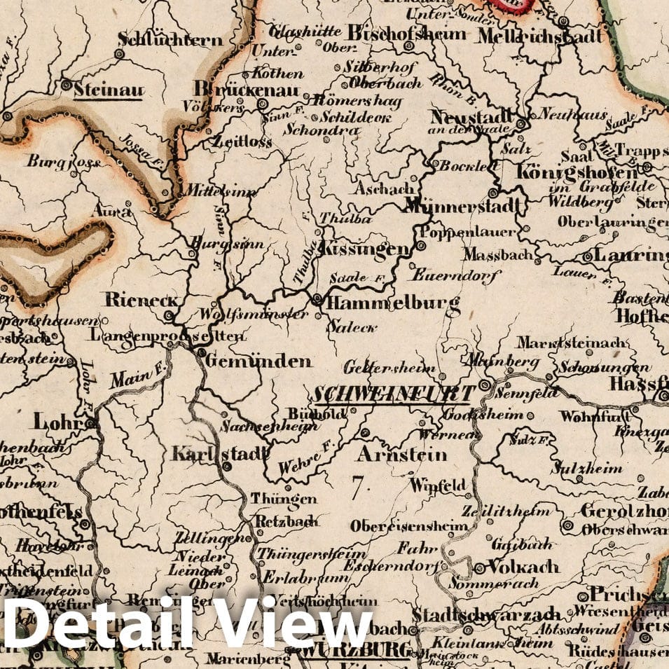 Bavaria, Germany - Boundary Map, 1825 - Historical Map Print