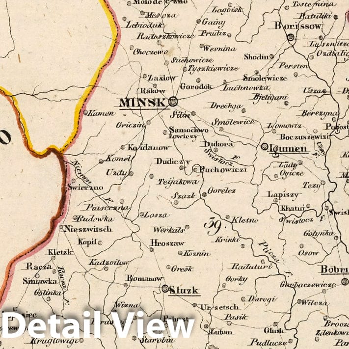 Minsk, Russia - Boundary Map, 1829 - Historical Map Print