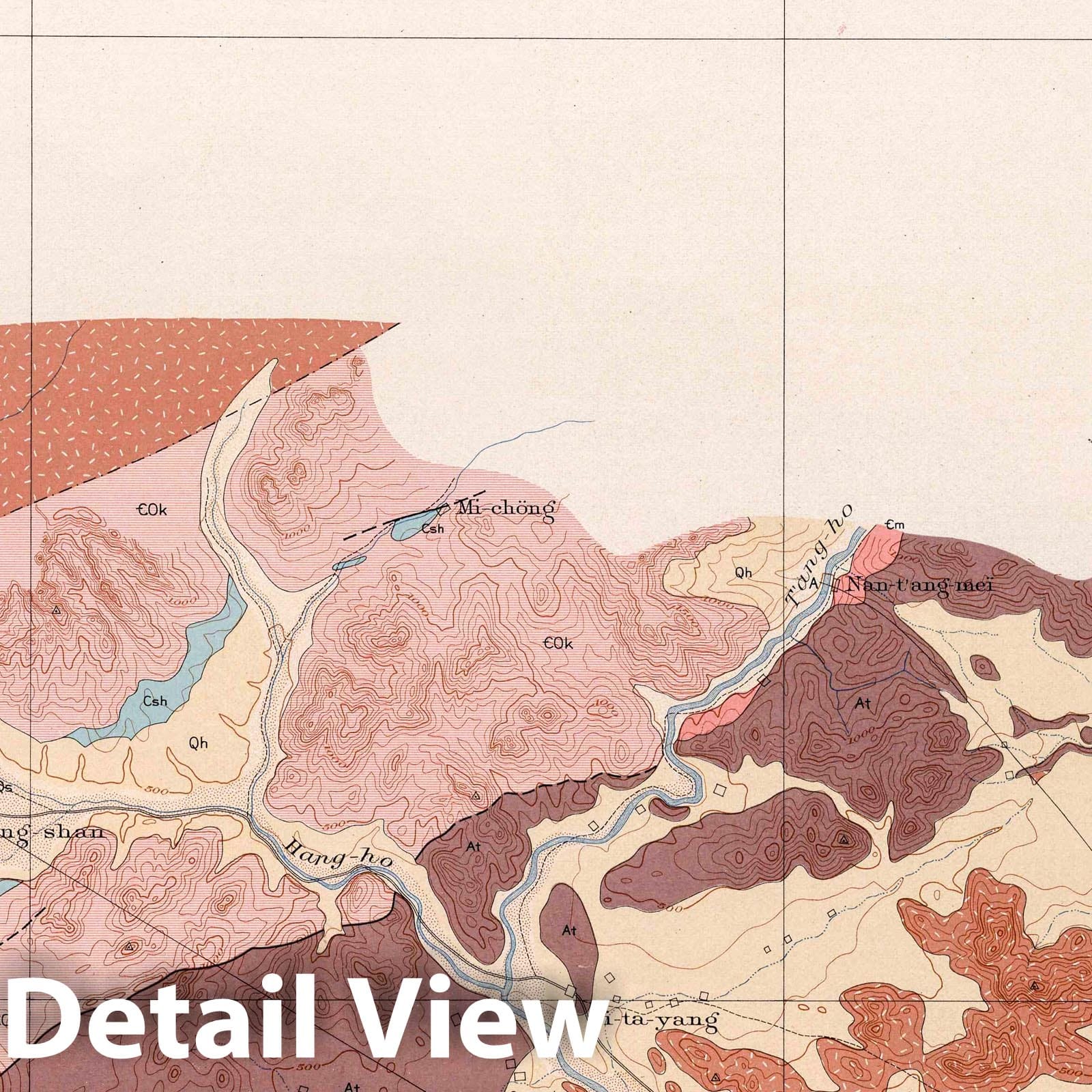 China - Tang-Hien Sheet, 1906 - Geological Map Print