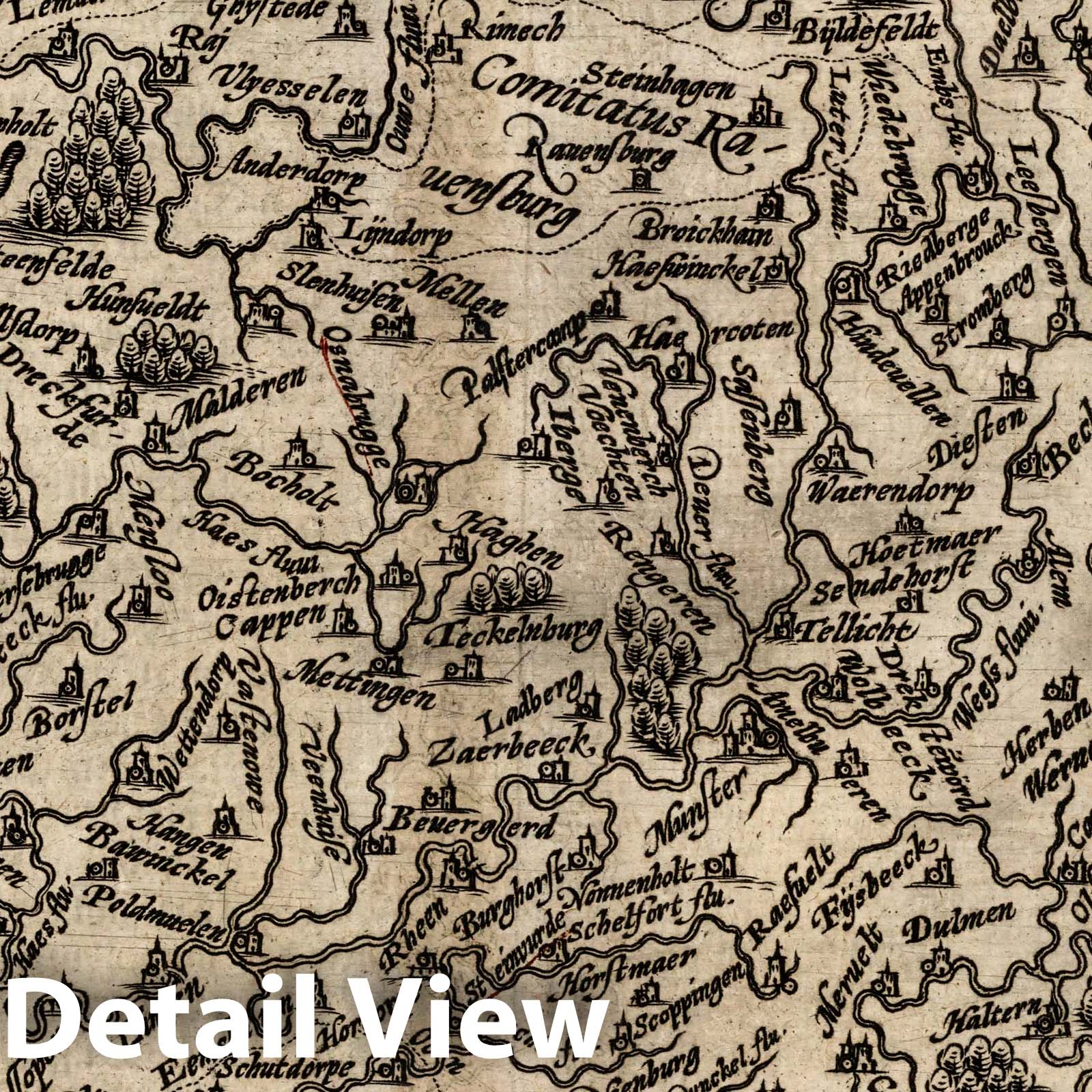 Westphalia, 1600 - Historical Map Print from Geographisch Handtbuch