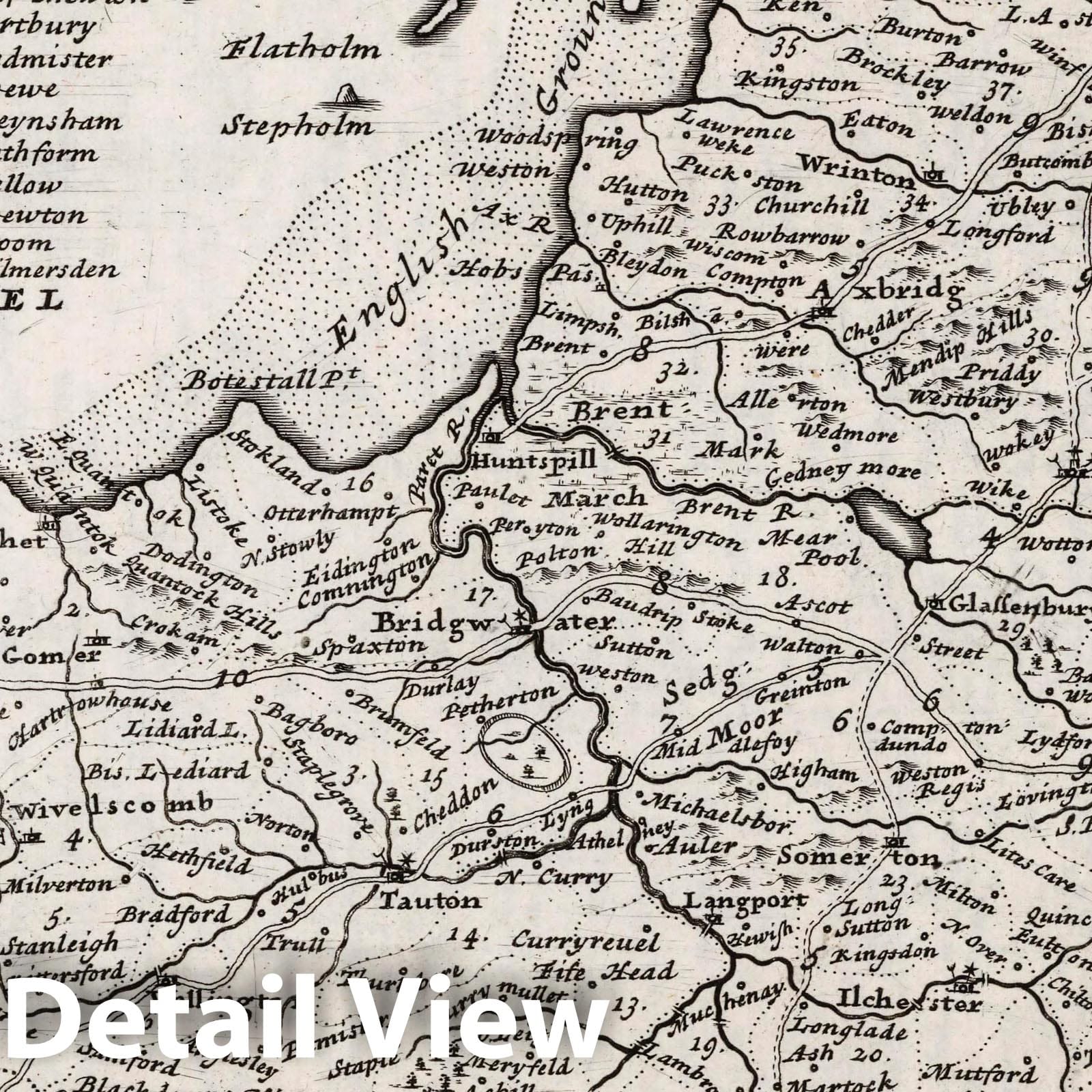 Somerset, England - Road Map, 1724 by Herman Moll