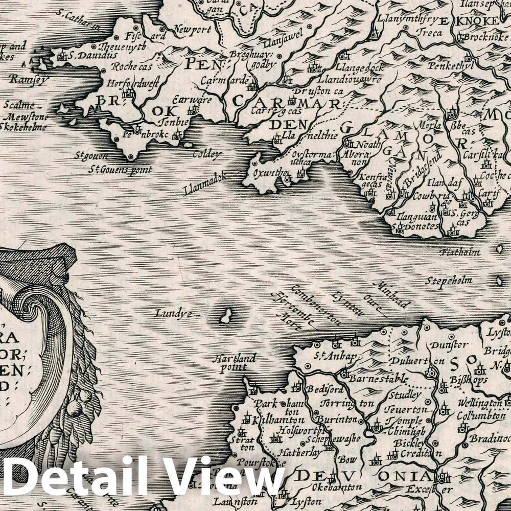 Historic Map : England, Cornubia : Devonia, Somersetus, Dorcestria, Wiltonia, Glocestria, 1636 Atlas , Vintage Wall Art