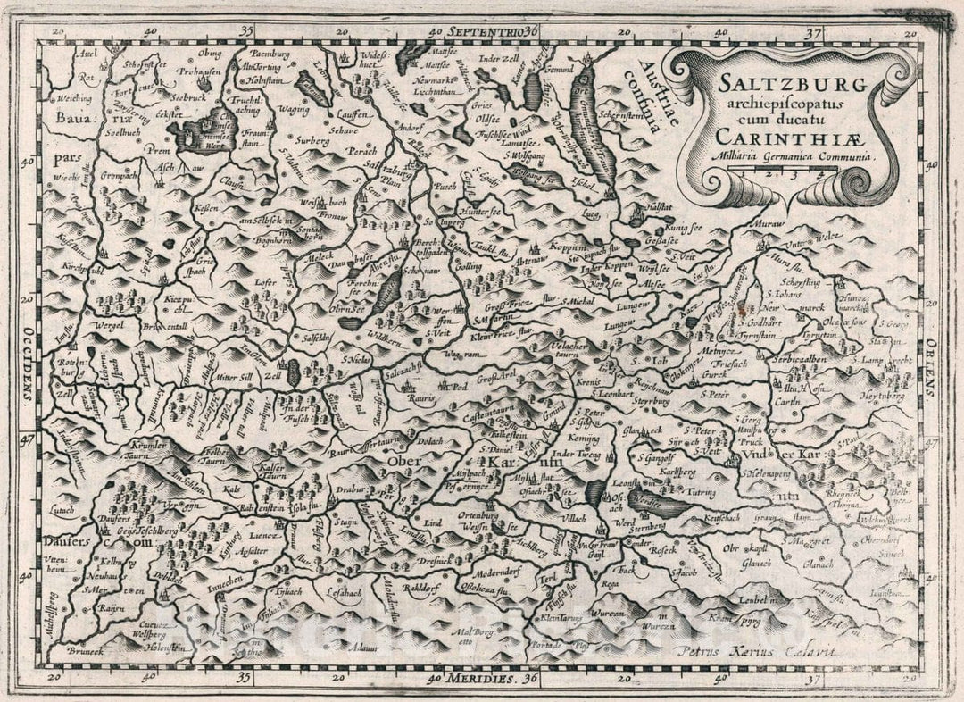 Historic Map : Austria, Saltzburg Archiepiscopatus Cum Ducatu Carinthiae, 1636 Atlas , Vintage Wall Art
