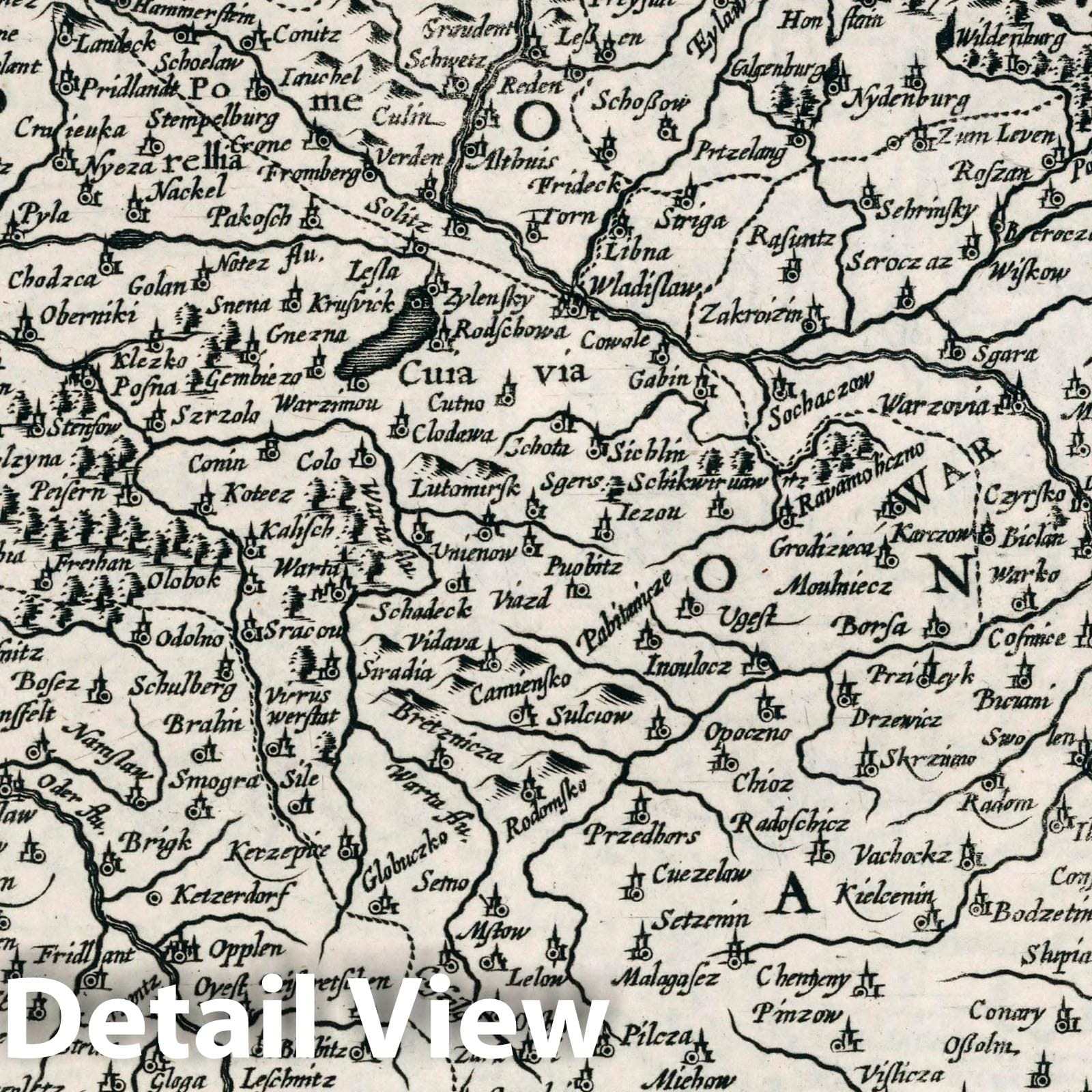 Poland - River Map, 1636 - Historical Map Reproduction
