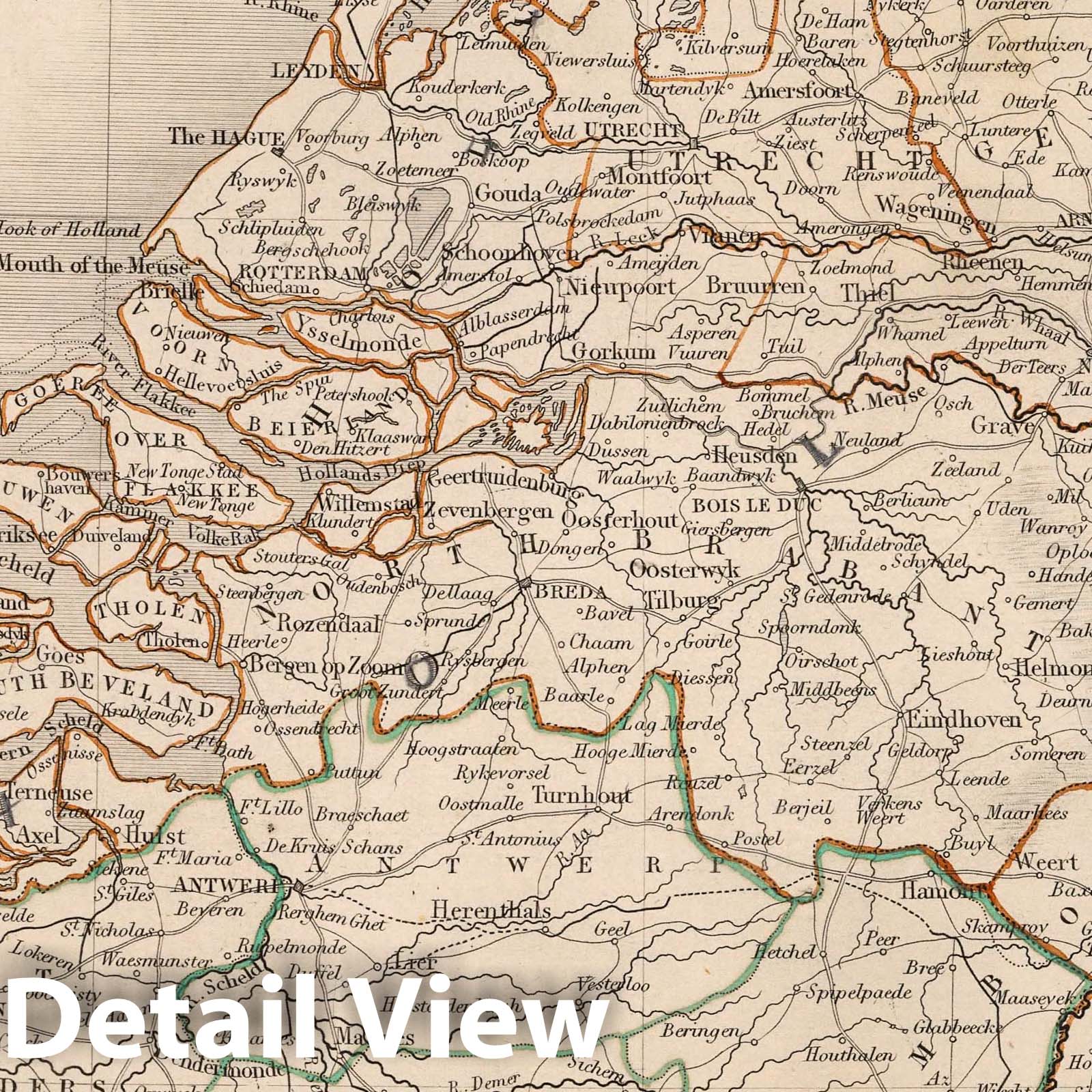 Netherlands, Holland, and Belgium, 1841 - Historical Map Print