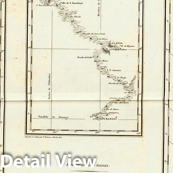 Historic Map : Carte de la Route qui mene depuis la Capitale de la Nouvelle Espagne., 1811, Vintage Wall Decor
