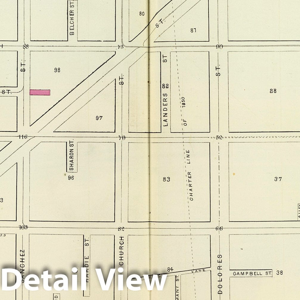 Historic Map : Plat thirty-four [San Francisco), 1876, Vintage Wall Decor