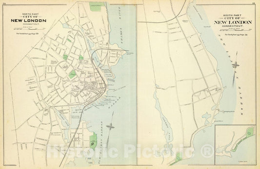 Historic Map : New London., 1893, Vintage Wall Decor
