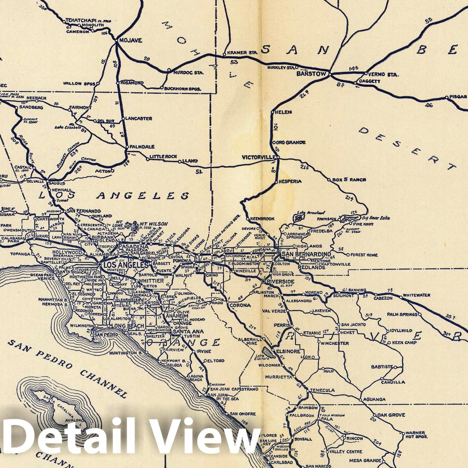 Southern California - Automobile Roads Map, 1938 - Thomas Bros. Historical Map Print