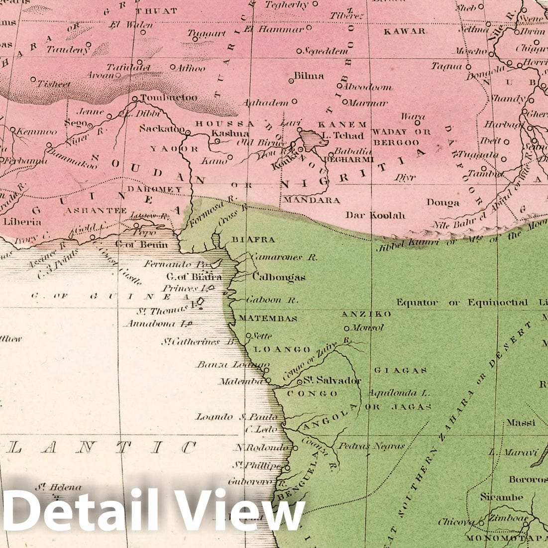 Africa - River Map, 1838 - Historical Map Print