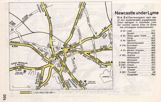 Historic Map : 1941 Military Atlas - Newcastle Under Lyme. - Vintage Wall Art
