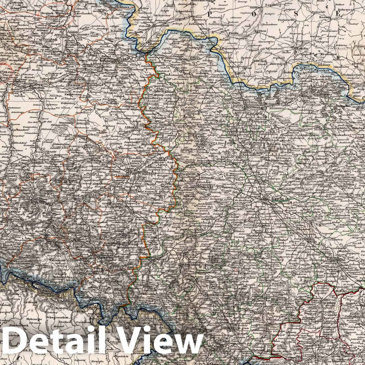 Prussian Province of Silesia - Railroad Map, 1859 - Historical Map Reproduction