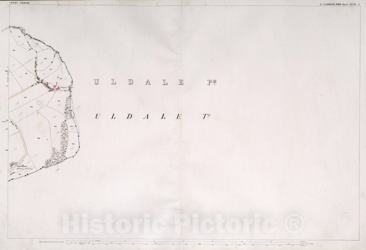 Historic Map : Ireby Parish. Co. Cumberland. Sheet XLVII.6, 1865 Atlas - Vintage Wall Art