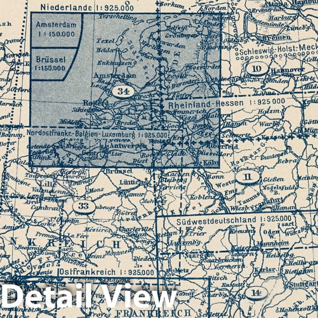 Netherlands, 1925 - Historical Map Print from Stieler's Atlas