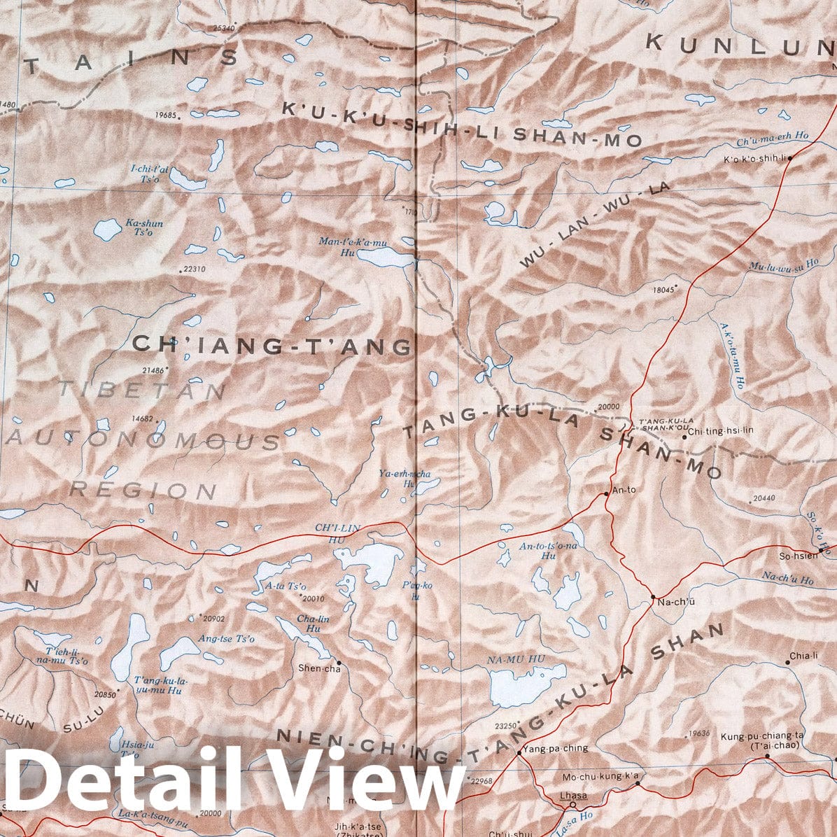 Tibetan Highlands - Railroad Map, 1971 - Historical Map Print