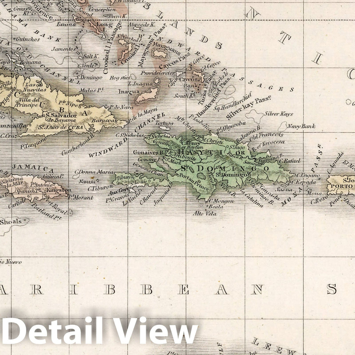 West Indies - River Map, 1838 - Hand-Colored Historical Map Print