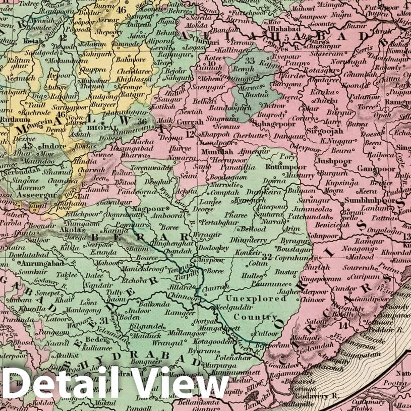 India with Ganges Delta, 1836 - Historical Map Print