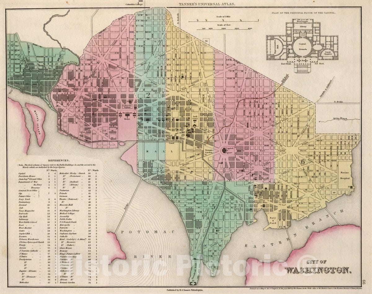 Historic Map : City of Washington, 1836 Atlas - Vintage Wall Art