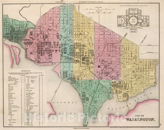 Historic Map : City of Washington, 1836 Atlas - Vintage Wall Art