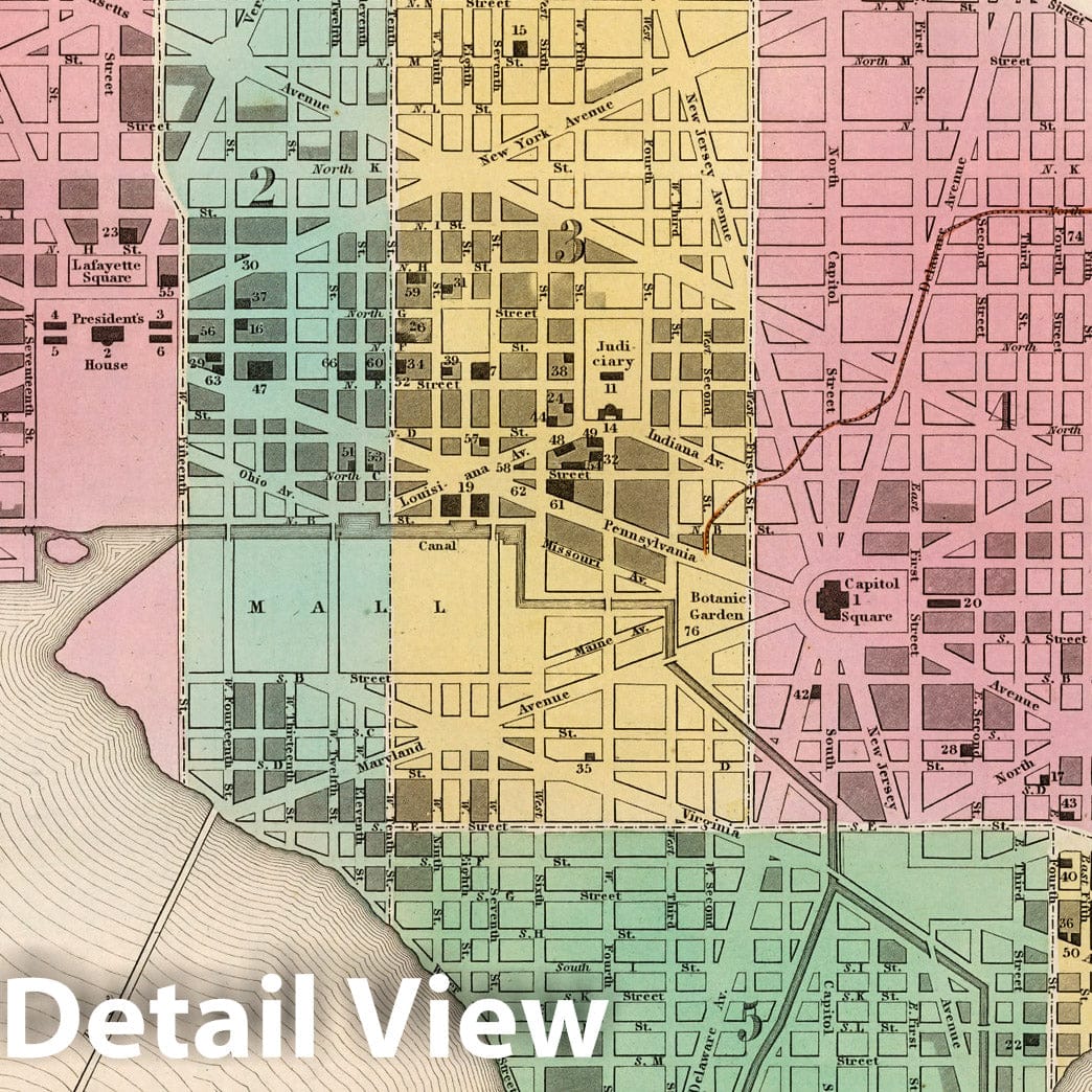 Washington, District of Columbia 1836 Historical Map Print
