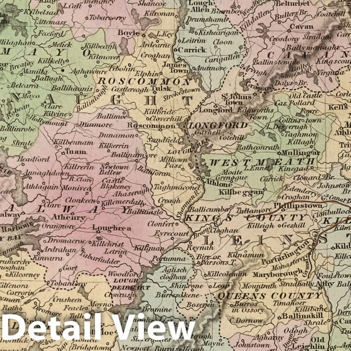 Ireland, 1836 - Historical Map Print from Tanner's Universal Atlas