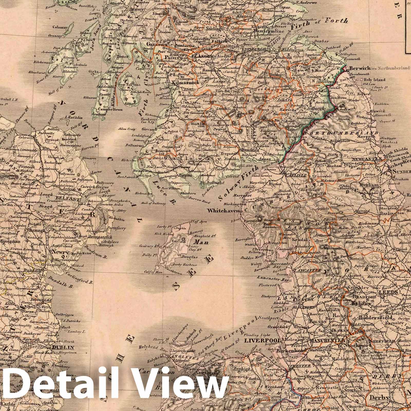 British Isles with Insets England, Scotland, Shetland Islands, Norman Islands - Railroad Map, 1863