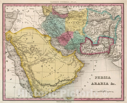 Historic Map : Persia, Arabia &c, 1836 Atlas - Vintage Wall Art