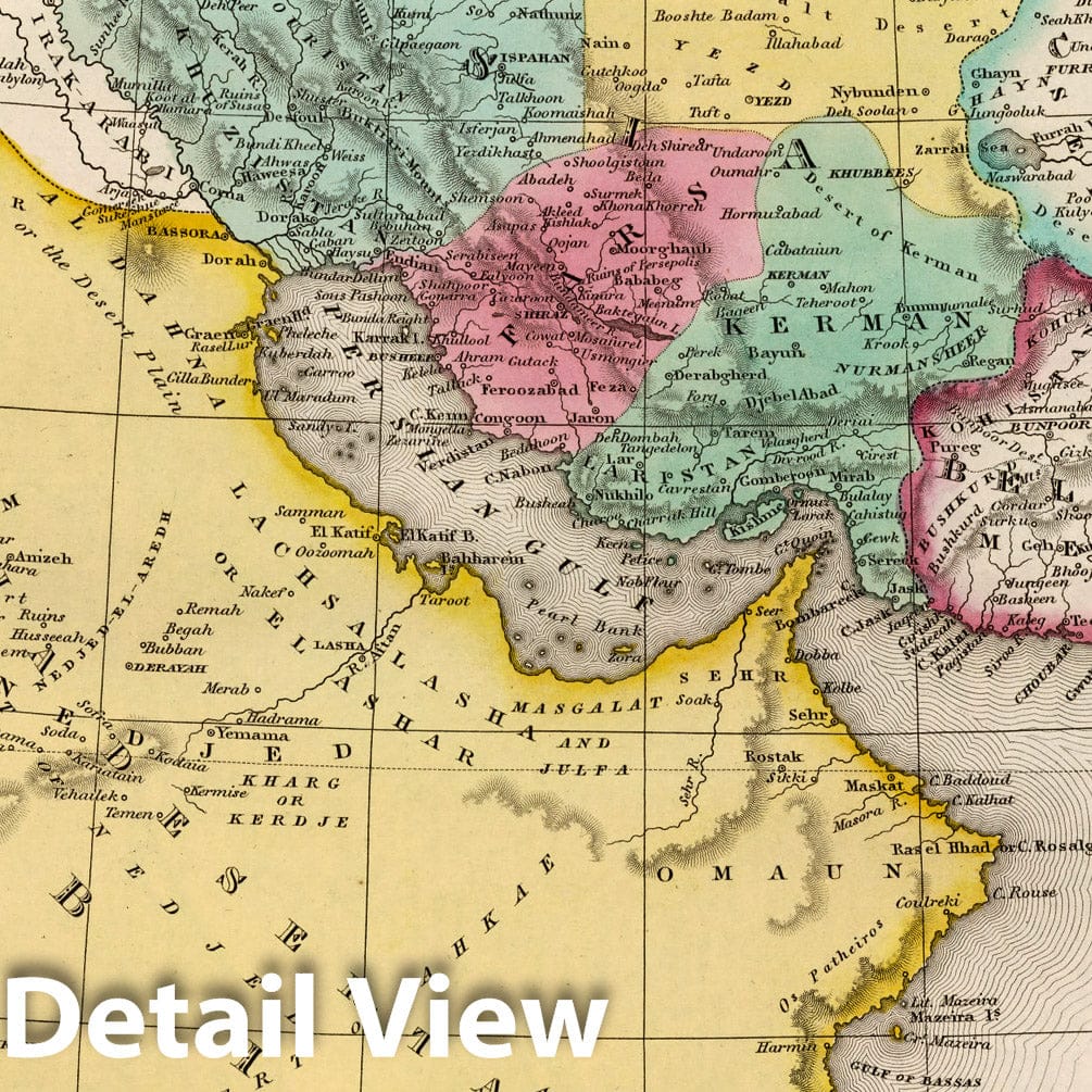 Persia and Arabia, 1836 - Historical Map Print