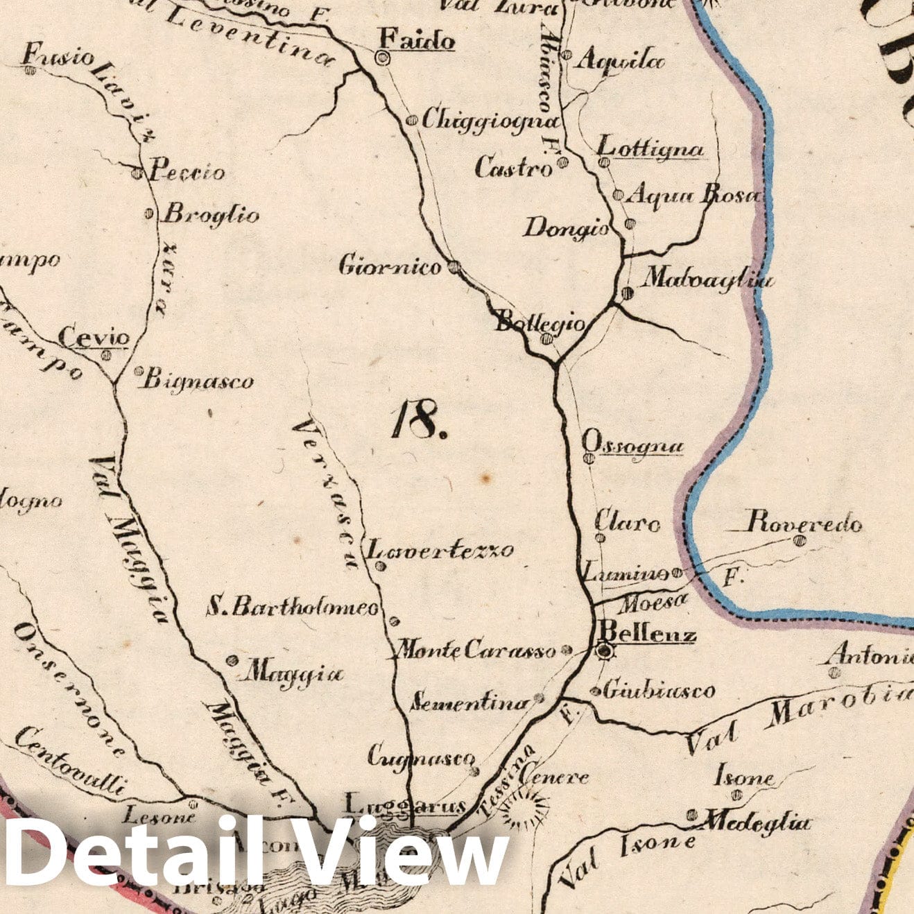 Tessin - Boundary Map, 1825 - Historical Map Print