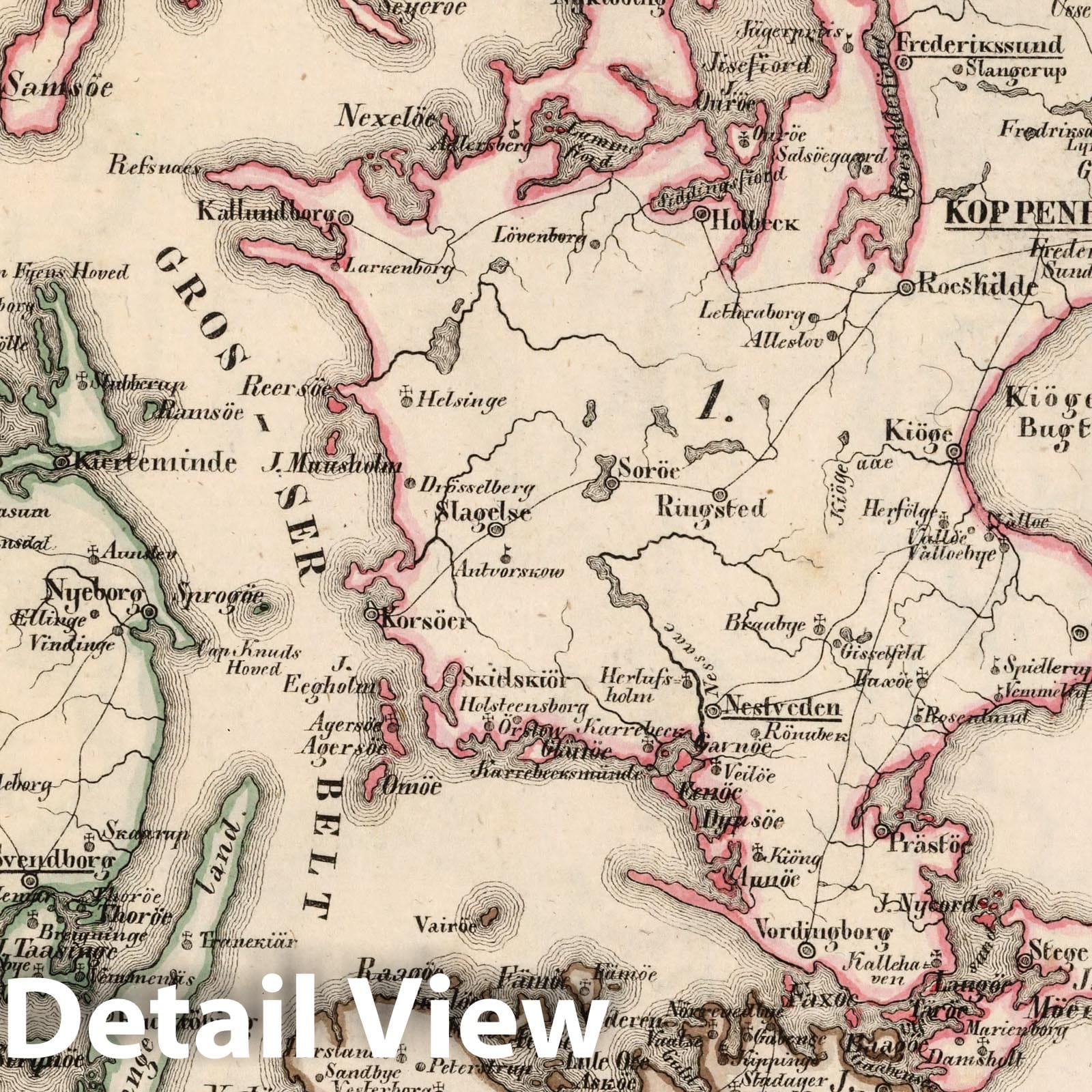 Denmark - Boundary Map, 1825 - Historical Map Print