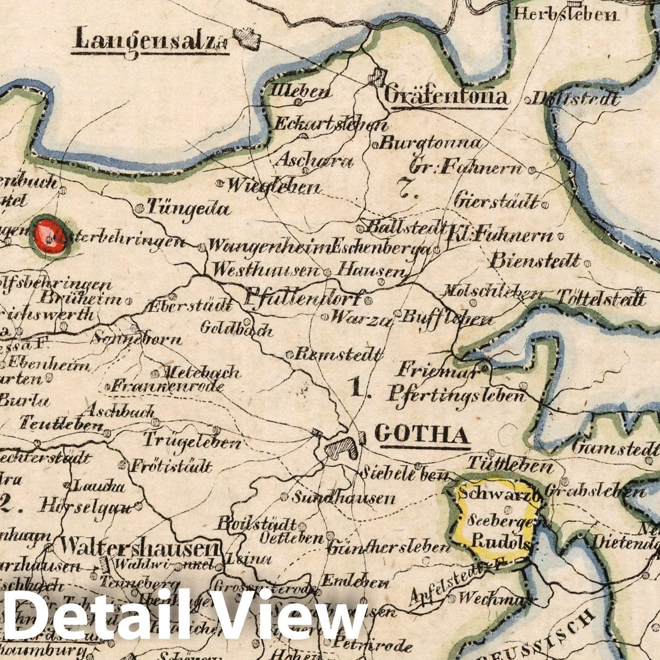 Gotha-Coburg, Germany 1825 Historical Map Print